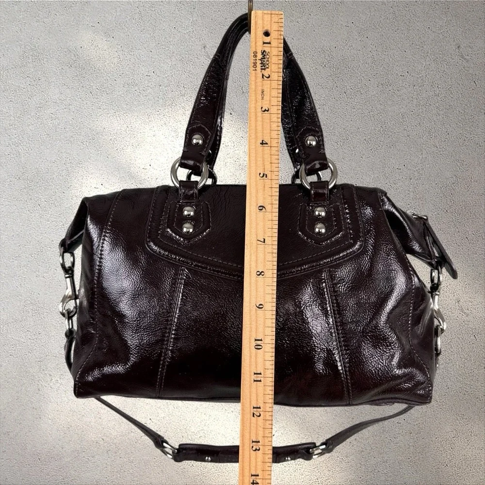 Coach Ashley Patent Satchel Purse Mahogany Brown F20460